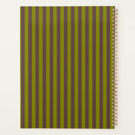 Gestreept patroon in chocoladebruin en olijfgroen planner (Achterkant)