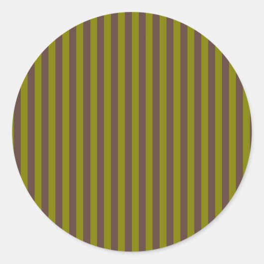Gestreept patroon in chocoladebruin en olijfgroen ronde sticker (Voorkant)