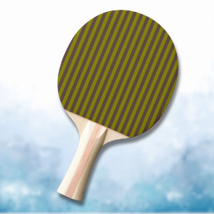 Gestreept patroon in chocoladebruin en olijfgroen tafeltennisbatje