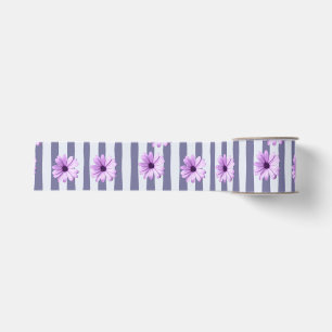 gestreept patroon met paarse madeliefjes grosgrain lint