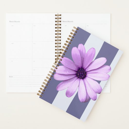 gestreept patroon met paarse madeliefjes planner (Display)