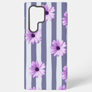 gestreept patroon met paarse madeliefjes samsung galaxy hoesje
