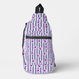 gestreept patroon met paarse madeliefjes sling bag