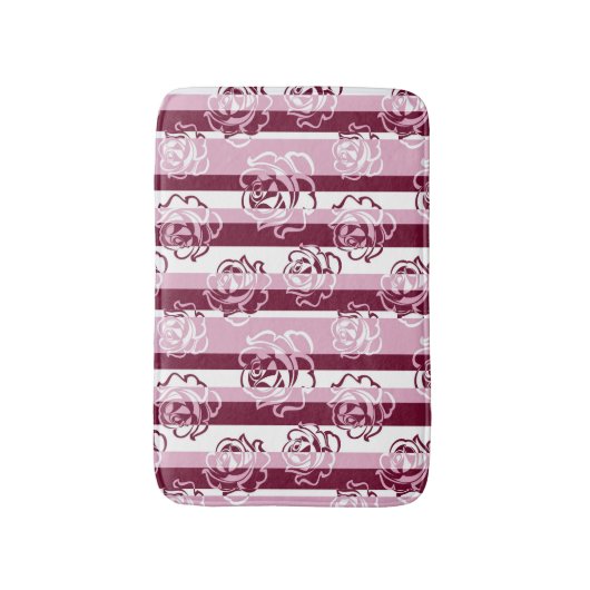 Gestreept patroon met rozen badmat (Voorkant Verticaal)