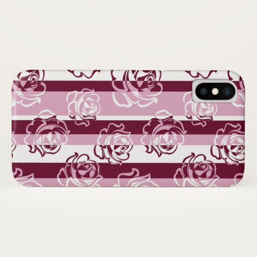 Gestreept patroon met rozen Case-Mate iPhone case (Achterkant (horizontaal))