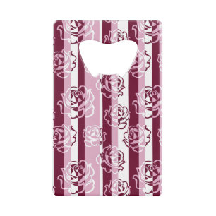 Gestreept patroon met rozen creditkaart flessenopener