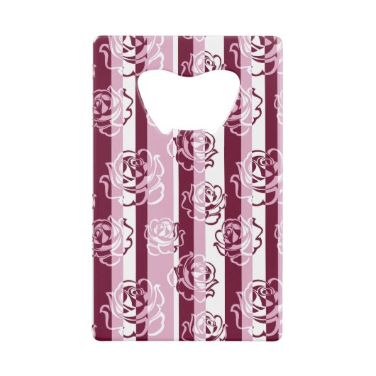 Gestreept patroon met rozen creditkaart flessenopener (Voorkant)