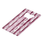 Gestreept patroon met rozen creditkaart flessenopener (Voorkant Gekanteld)