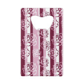 Gestreept patroon met rozen creditkaart flessenopener (Achterkant)