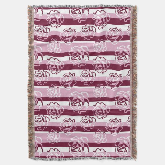 Gestreept patroon met rozen deken (Voorkant Verticaal)