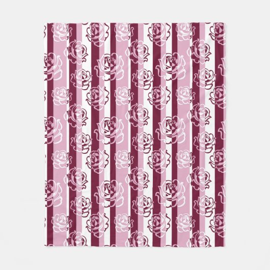 Gestreept patroon met rozen fleece deken (Voorkant)