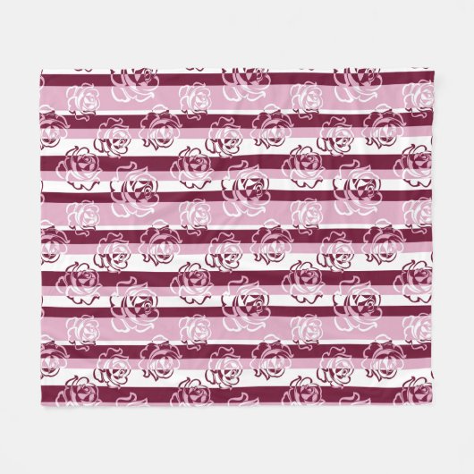 Gestreept patroon met rozen fleece deken (Voorkant (Horizontaal))