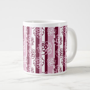 Gestreept patroon met rozen grote koffiekop