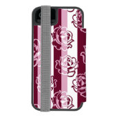 Gestreept patroon met rozen incipio iPhone portemonnee hoesje (Agenda Achterkant)