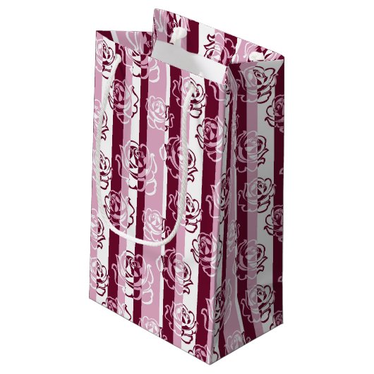 Gestreept patroon met rozen klein cadeauzakje (Achterkant Gekanteld)