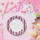 Gestreept patroon met rozen papieren bordje (Feest)