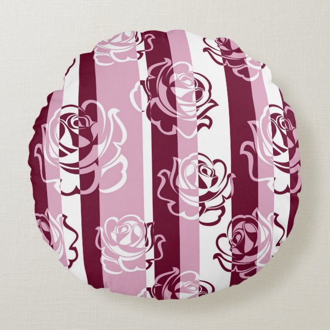 Gestreept patroon met rozen rond kussen (Voorkant)