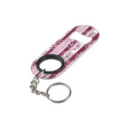 Gestreept patroon met rozen sleutelhanger flessenopener (Achterkant Gekanteld)