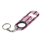 Gestreept patroon met rozen sleutelhanger flessenopener (Voorkant Gekanteld)
