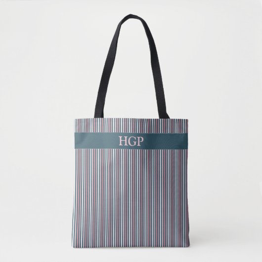 Gestreept patroon Roze & Blauwgroen Tote Bag (Voorkant)