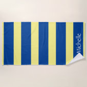 Gestreept patroonblauw geel, gepersonaliseerd strandlaken (Voorkant)