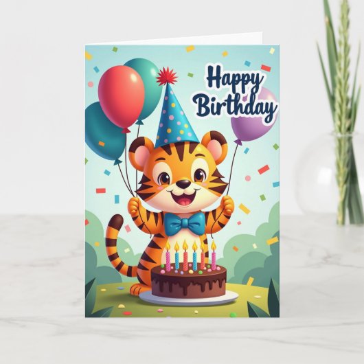 Gestreept poes verjaardagskaart kaart (Voorkant)