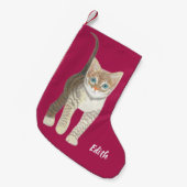 Gestreept poesje kleine kerstsok (Voorkant (Hangend))
