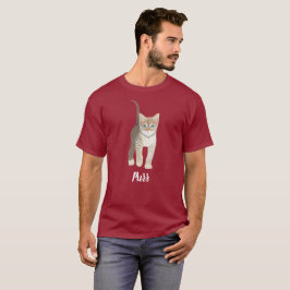 Gestreept Poesje Met Tekst Maroon T-shirt