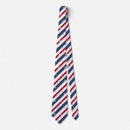 Gestreept Rode Witte & Blauwe 2 Sterren Vlag Keelb Stropdas