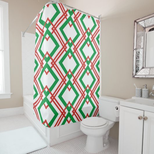  gestreept rood en groen douchegordijn (In situ)