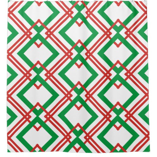  gestreept rood en groen douchegordijn (Voorkant)