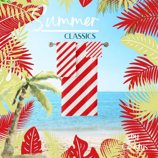 Gestreept rood en wit bad handdoek