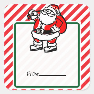 Gestreept Rood Kerstfeest Cadeau Uitwisseling Fees Vierkante Sticker