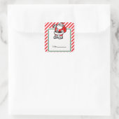 Gestreept Rood Kerstfeest Cadeaubal Vierkante Sticker (Tas)
