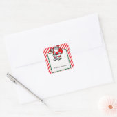 Gestreept Rood Kerstfeest Cadeaubal Vierkante Sticker (Envelop)