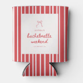 Gestreept Rood & Wit Boog Script Bachelorette Blikjeskoeler (Voorkant)