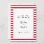 Gestreept rood/wit wedding save the date met lijst (Voorkant)