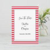 Gestreept rood/wit wedding save the date met lijst (Staand voorkant)