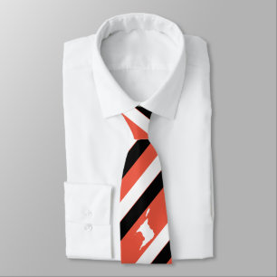 Gestreept Rood Wit Zwart met Trinidad Kaart op ROO Stropdas