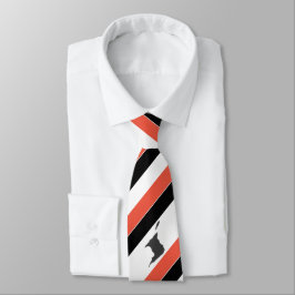 Gestreept Rood Wit Zwart met Trinidad Kaart op WIT Stropdas