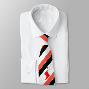 Gestreept Rood Wit Zwart met Trinidad Kaart op WIT Stropdas
