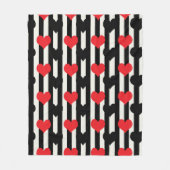 Gestreept Rood Zwart Liefde Hart Patroon Design Fleece Deken (Voorkant)