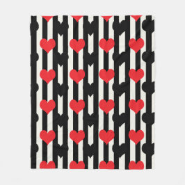 Gestreept Rood Zwart Liefde Hart Patroon Design Fleece Deken
