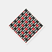 Gestreept Rood Zwart Liefde Hart Patroon Design Servet (Hoek)