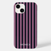 gestreept roze | aangepaste naam marine Case-Mate iPhone case (Achterkant)