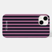 gestreept roze | aangepaste naam marine Case-Mate iPhone case (Achterkant (horizontaal))