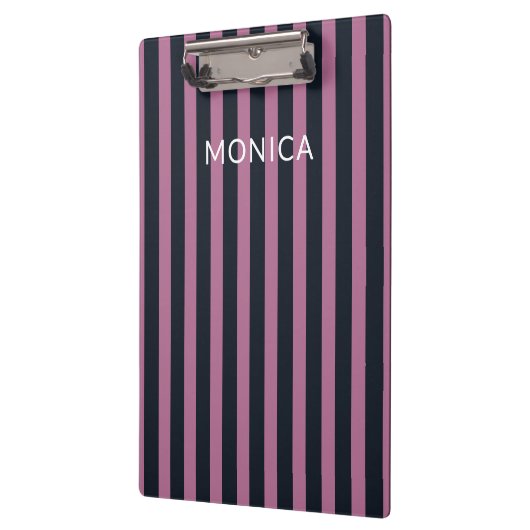 gestreept roze | aangepaste naam marine klembord (Links)