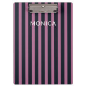 gestreept roze | aangepaste naam marine klembord (Voorkant)