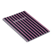 gestreept roze | aangepaste naam marine notitieboek (Rechterzijde)