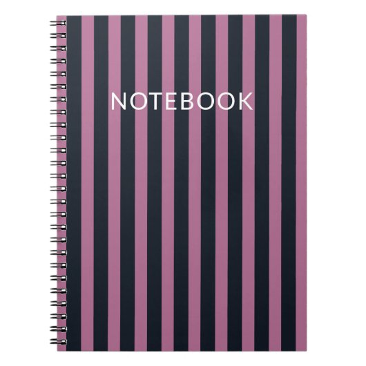 gestreept roze | aangepaste naam marine notitieboek (Voorkant)